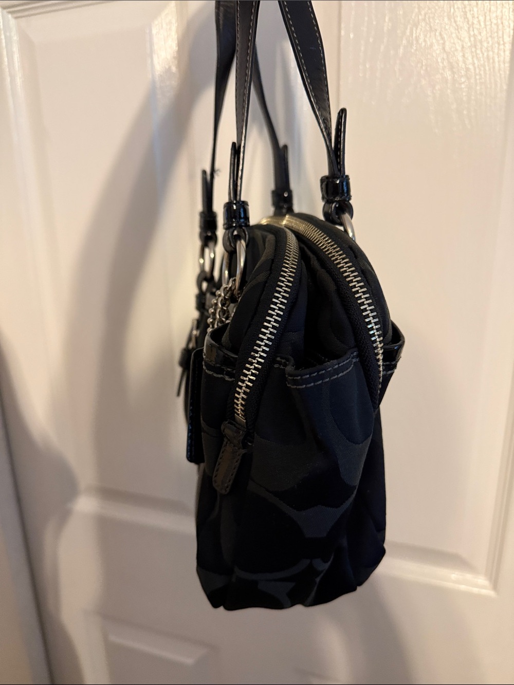 Coach Black Signature Jacquard Shoulder Bag with Charms - Picture 5 of 10